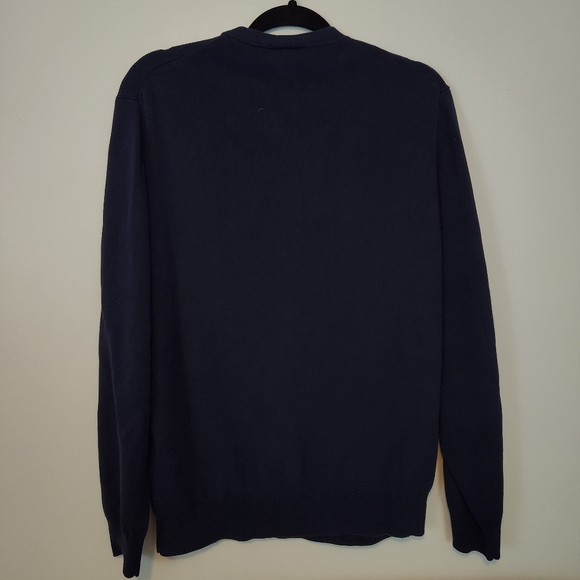 Lacoste Knit Blue Crew Neck with "LACOSTE" Graphic in Velvet - Picture 5 of 5